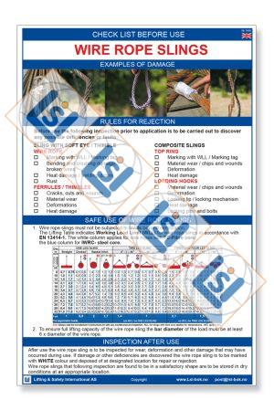 Sjekkliste A3: Check list before use Wire rope slings